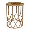 thumbnail image 1 of Handwoven Round Side Table with Wood Top – Natural Rattan Accent Table, 1 of 5