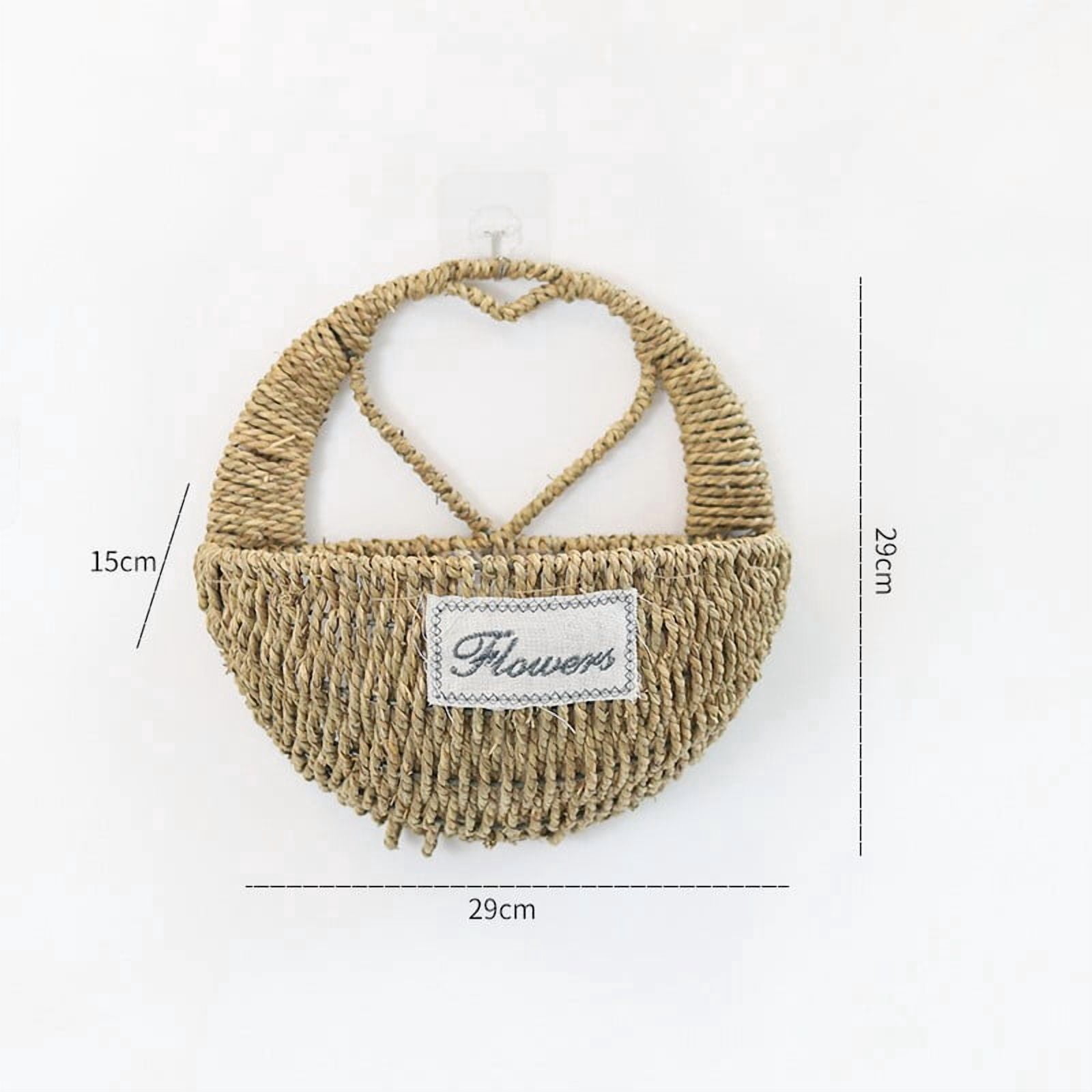 Handwoven Seagrass Heart Wall Planter - Natural Fiber Hanging Basket with Waterproof Liner, Bohemian Style Decor for Indoor and Outdoor Plants