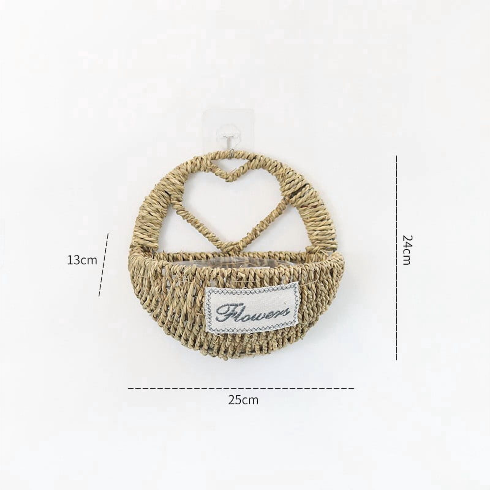 Handwoven Seagrass Heart Wall Planter - Natural Fiber Hanging Basket with Waterproof Liner, Bohemian Style Decor for Indoor and Outdoor Plants