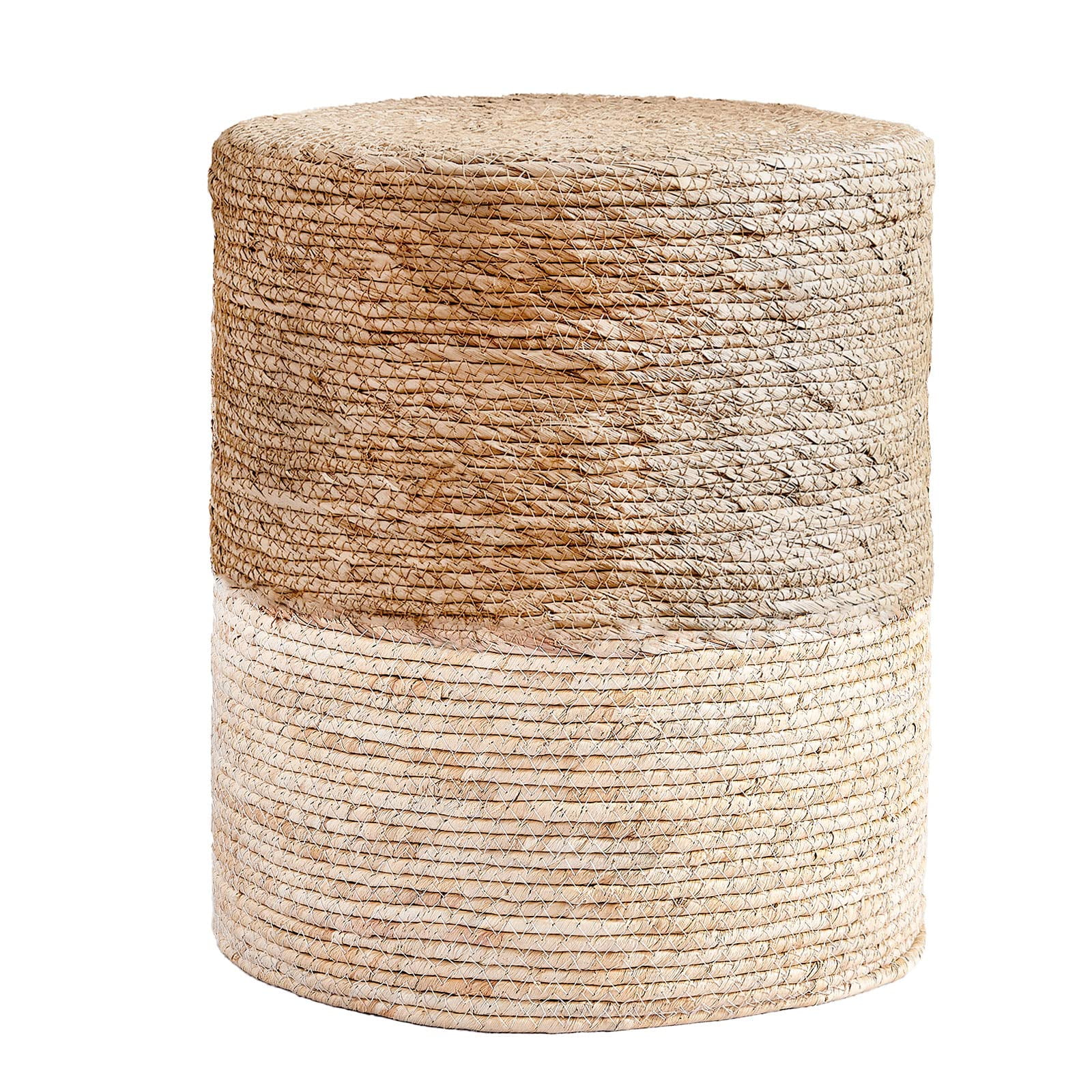 Boho Pouf Aus Seegras & Baumwolle – Rund, 50 Cm, Natürliches Beige