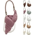 thumbnail image 1 of Handwoven Seashell Bag for Women Crochet Beach Bag Boho Conch Clutch with Pearl Strap Leather Handle(B-pink), 1 of 8