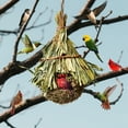 thumbnail image 1 of Handwoven Straw Bird Nest – Natural Gourd Decoration for Gardens & Pet Birds, Eco-Friendly Hanging Habitat (28x20cm), 1 of 3
