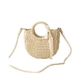thumbnail image 1 of Handwoven Straw Crossbody Bag, Boho Style Rattan Woven Shoulder Purse, Lightweight Multifunctional Handbag for Women Summer Beach Vacation Daily Travel Use Beige, 1 of 6