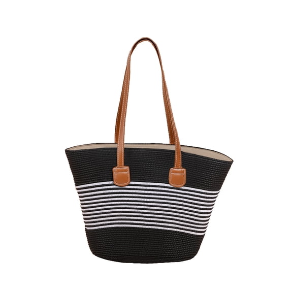 Handwoven Straw Shoulder Bag Summer Beach Tote Woven Purse Casual Travel Handbag