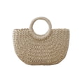 thumbnail image 1 of Handwoven Straw Tote Bag for Women – Boho Beach & Travel Carryall with Round Ring Handles, Spacious Rattan Handbag for Summer Vacation, Resort & Weekend Getaway, 1 of 5
