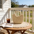 thumbnail image 1 of Handwoven Straw Tote Bag, Women's Rattan Woven Beach Bag, Summer Straw Handbag, Boho Rattan Tote Bag for Travel Beach C, 1 of 6