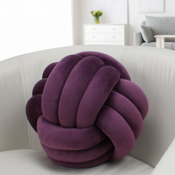 ‌Handwoven Velvet Knot Ball Pillow - Luxurious Three-Strand Rope Cushion for Sofa, Bay Window & Bed Headrest, Living Room Decor