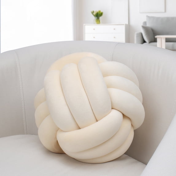 Handwoven Velvet Knot Ball Pillow - Luxurious Three-Strand Rope Cushion for Sofa, Bay Window & Bed Headrest, Living Room Decor