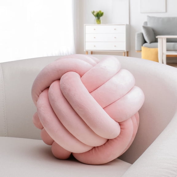 GISUREY Handwoven Velvet Knot Ball Pillow - Luxurious Three-Strand Rope Cushion for Sofa, Bay Window & Bed Headrest, Living Room Decor