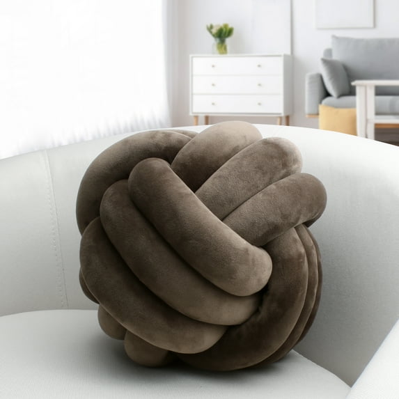Handwoven Velvet Knot Ball Pillow - Luxurious Three-Strand Rope Cushion for Sofa, Bay Window & Bed Headrest, Living Room Decor
