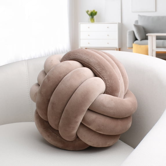 Handwoven Velvet Knot Ball Pillow - Luxurious Three-Strand Rope Cushion for Sofa, Bay Window & Bed Headrest, Living Room Decor