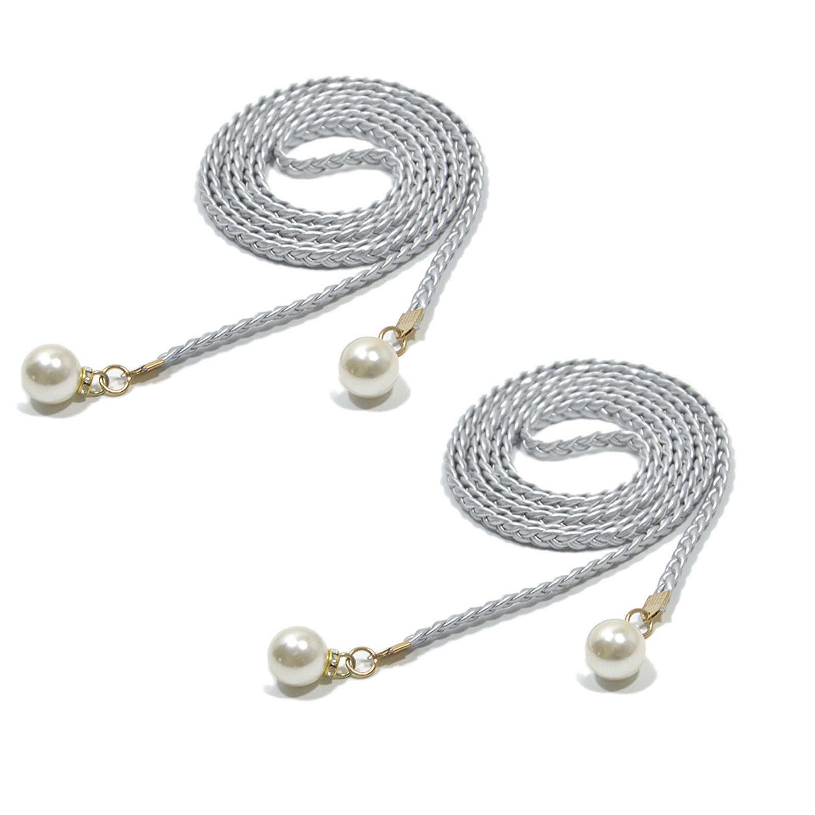 Elegant Braided Waist Belt with Pearls Decors Woven PU Waist Rope for ...