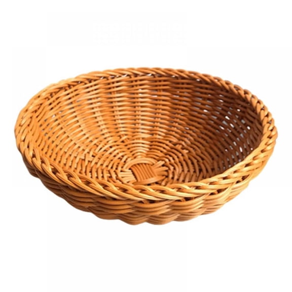 Handwoven Wicker Bread Basket Round Willow Serving Bowl for Fruit Snack Coffee Table Decor