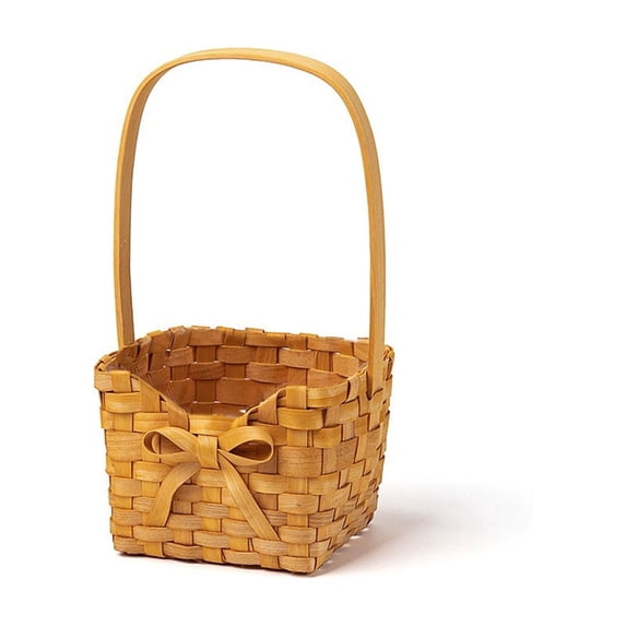 Handwoven Wicker Flower Girl Basket With Bow Wedding Petal Basket Small Storage Basket For Ceremony Party Home Decor