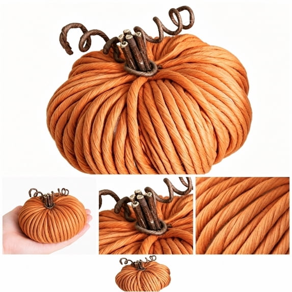 Handwoven Wicker Pumpkin Decor, Rustic Halloween Woven Jack-O-Lantern, Farmhouse Fall Harvest Tabletop Centerpiece for Thanksgiving Home Shelf Autumn Decoration