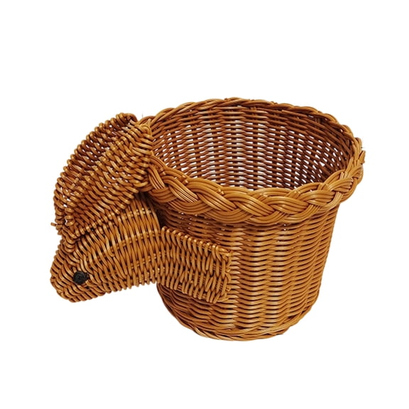 Handwoven Wicker Storage Basket with Animal Shaped Design for Home Organization and Decorative Use