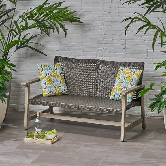 Handwoven Wicker and Iron - Accented Frame / Sturdy Outdoor Loveseat