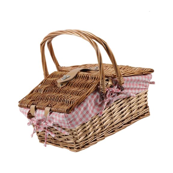 Handwoven Willow Picnic Basket With Lid For Outdoor Camping And Home Storage Natural Handwoven Design
