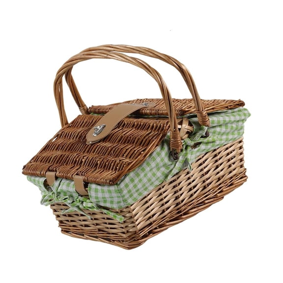 Handwoven Willow Picnic Basket With Lid For Outdoor Camping And Home Storage Natural Handwoven Design