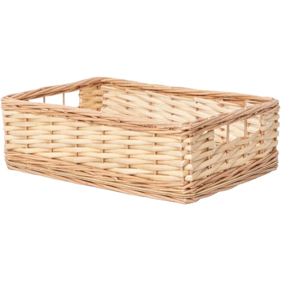 Handwoven Willow Storage Basket, Sturdy & Versatile, Ideal for Home Organization,Natural Light Brown40 * 30 * 12cm