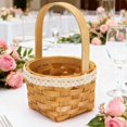 thumbnail image 1 of Handwoven Wood Flower Girl Basket with Lace Trim, Rustic Wicker Handheld Basket for Wedding Ceremony, Large Capacity Portable Decor Basket, Multi-use Picnic Photo Prop & Small Storage Basket, 1 of 8
