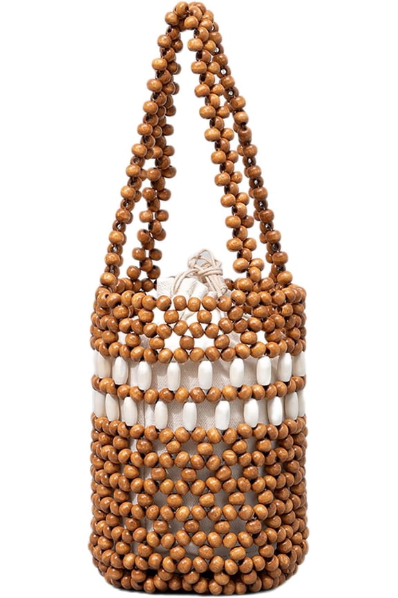 Handwoven Wooden Bead Tote Bag for Women's Everyday Commute Casual Style and Fashion Statement