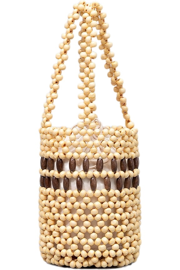 Handwoven Wooden Bead Tote Bag for Women's Everyday Commute Casual Style and Fashion Statement