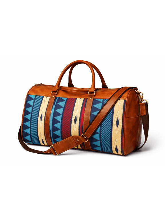 Handwoven Wool Leather Weekender Duffel Travel Bag 103RT15