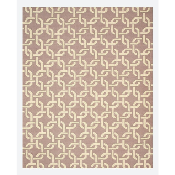 Handwoven Wool Purple Transitional Geometric Links Dhurrie Rug