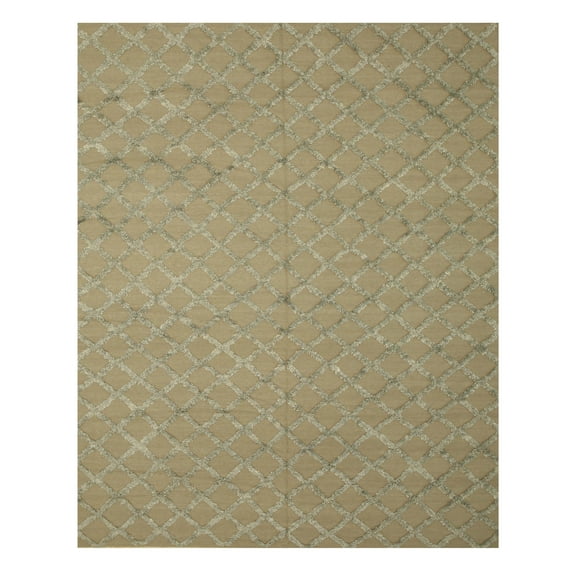 Handwoven Wool & Viscose Camel Transitional Trellis Marakesh Trellis Rug