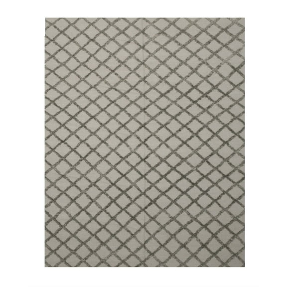 Handwoven Wool & Viscose Silver Transitional Trellis Marakesh Trellis Rug