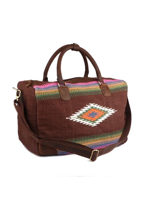Southwestern Handwoven Weekender Duffel Travel Bag Brown 103BT04