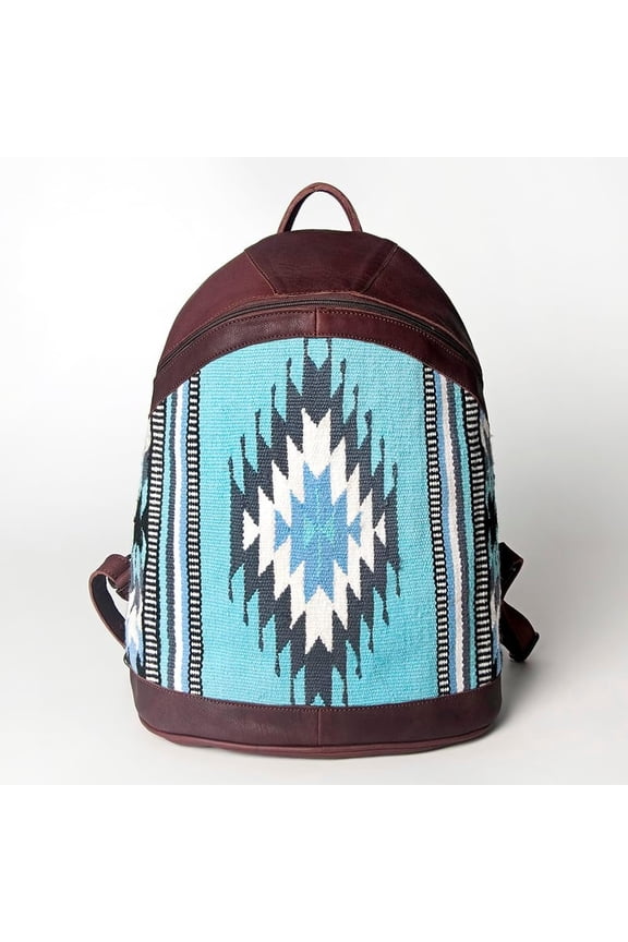 Handwoven western aztec Backpack | Travel Leather Backpack with laptop compartment