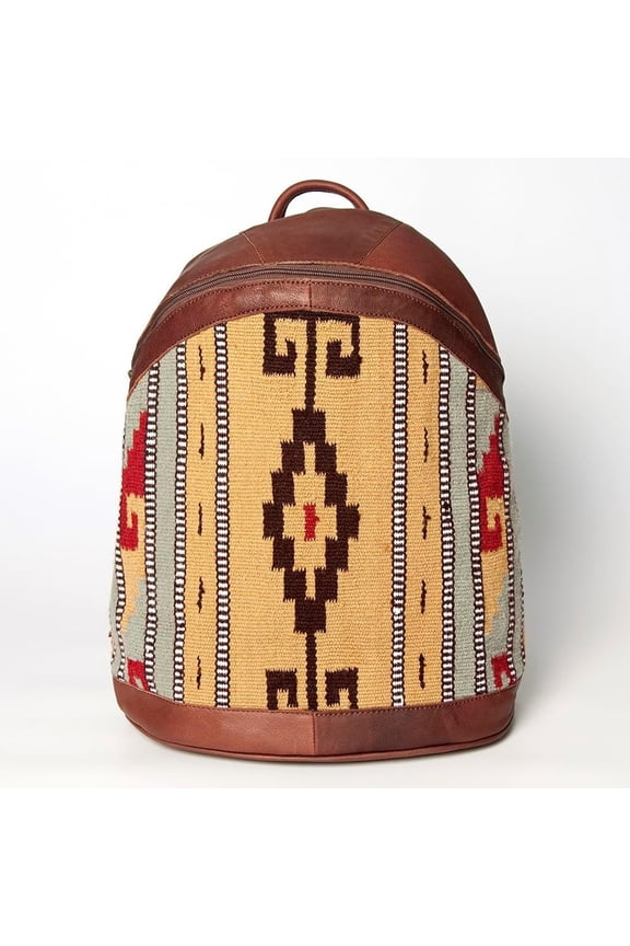 Handwoven western aztec Backpack | Travel Leather Backpack with laptop compartment