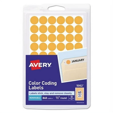 Handwrite Only Self-Adhesive Removable Round Color-Coding Labels, 0.5" Dia., Neon Orange, 60/sheet, 14 Sheets/pack, (5062) | Bundle of 2 Packs