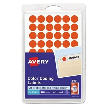Handwrite Only Self-Adhesive Removable Round Color-Coding Labels, 0.5" Dia., Neon Red, 60/sheet, 14 Sheets/pack, (5051) | Bundle of 2 Packs