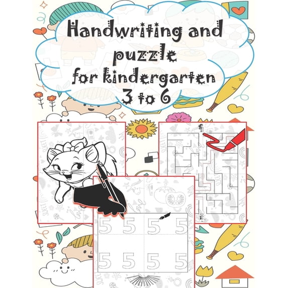 Handwriting And Puzzle For Kindergarten 3 to 6: Activity Puzzle And ...