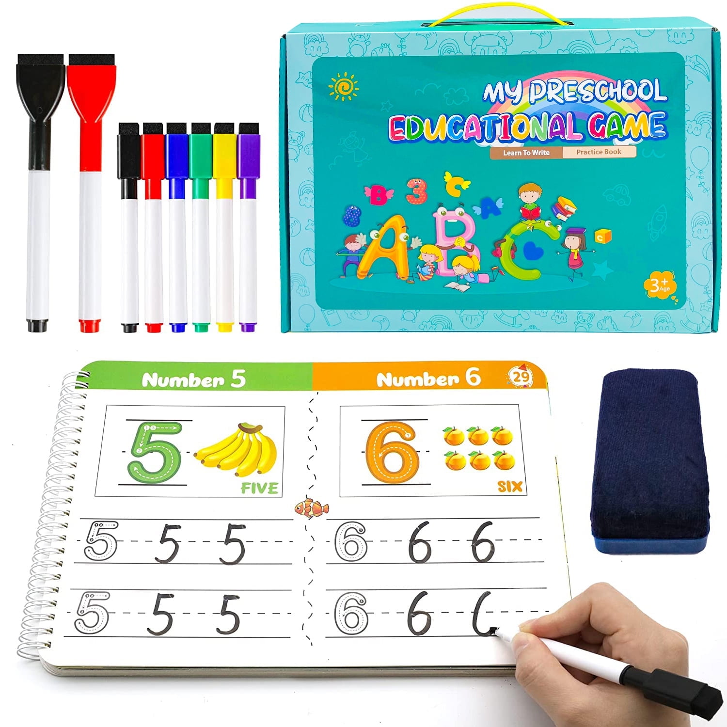 Handwriting Practice Book for Kids, Toddlers Preschool Educational Learning Toys for Girls Boys 3-6 Years
