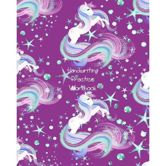 Handwriting Practice Workbook: Purple Unicorns Cover - Letter Tracing - Full Alphabet Sheets With Pictures. Improve Your, (Paperback)