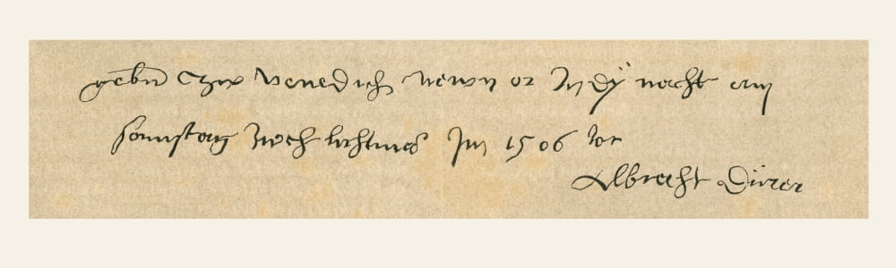 Handwriting Sample And Signature Of Albrecht D Canvas Art - Ken Welsh Design Pics (36 x 11)