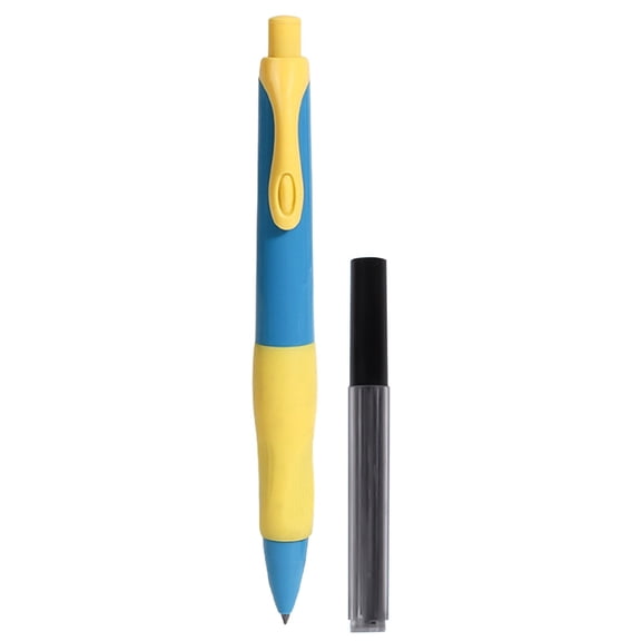 Handwriting Thick Mechanical Pencils with Comfortable Grip,8 Extra Refill Leads,Ergonomic Writing Aid Pencil Without Sharpening For Painting And Sketching,Perfect for Beginners(5.9x0.6")(Yellow)