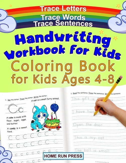 LLC HOME RUN PRESS Handwriting Workbook for Kids Coloring Book for Kids Ages 4-8: Trace Letters, (Paperback)