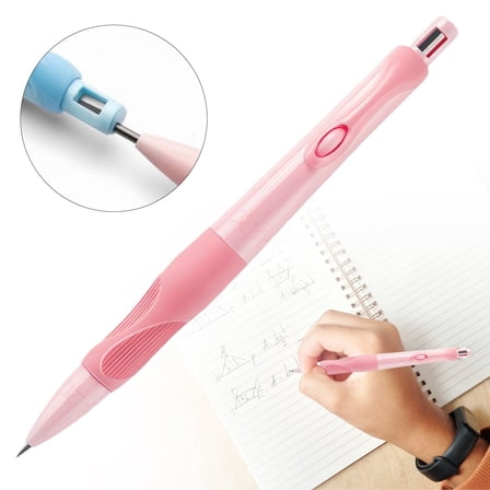 Handwriting thick mechanical pencils with grip: 2.0MM HB Pencil with 14 leads，1PC，Pink