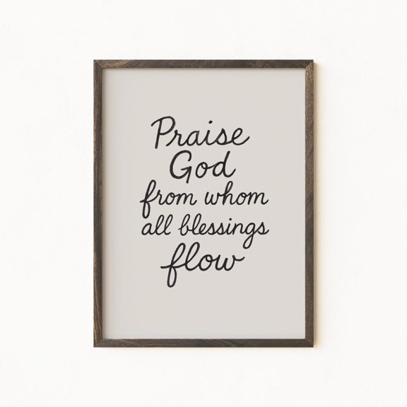 Handwritten Bible Verse Praise God Typography Artwork, Unframed Canvas 8x10in