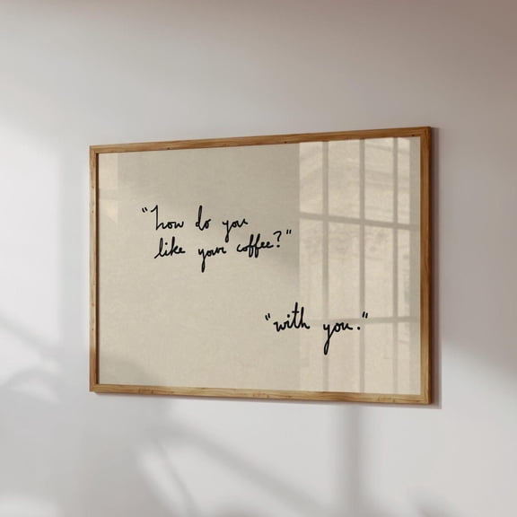 Handwritten Coffee Print, Trendy Kitchen Wall Art, Unframed Paper Poster 8x10in