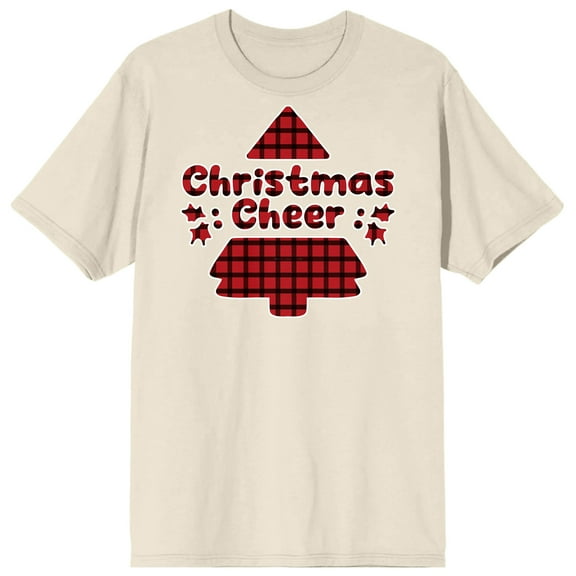 Handwritten Holiday Christmas Cheer Crew Neck Short Sleeve Natural Unisex Adult T-shirt