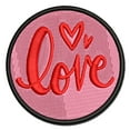 thumbnail image 1 of Handwritten Love Script with Hearts Applique Multi-Color Embroidered Iron-On Patch - 3.5 Inch Large, 1 of 5