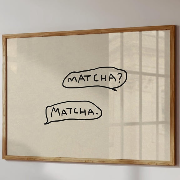 Handwritten Matcha Trendy Coffee Bar Kitchen Poster, Stretched Canvas 8x10in