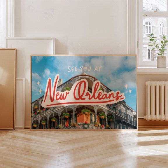 Handwritten New Orleans Dopamine Maximalist Art, Unframed Paper Poster 8x10in