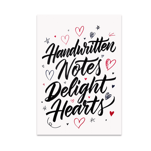 Handwritten Notes Delight Hearts - Personal Connection Enthusiast - 13x19 Poster Print